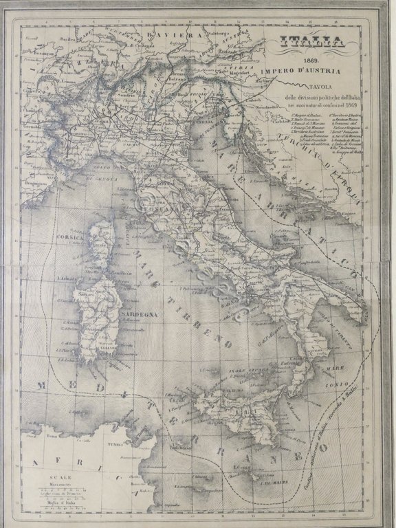 Carta geografica d'Italia - Divisioni politiche nei suoi naturali confini …