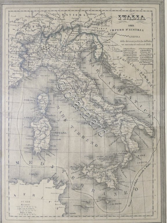 Carta geografica d'Italia - Divisioni politiche nei suoi naturali confini …
