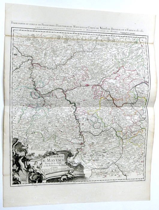 Carta geografica Germania, Magonza; L'Electorat de Mayence - Le Rouge, …