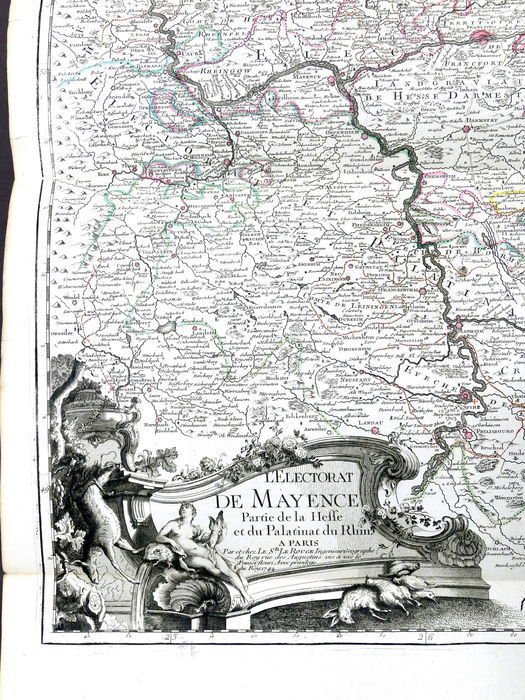 Carta geografica Germania, Magonza; L'Electorat de Mayence - Le Rouge, …