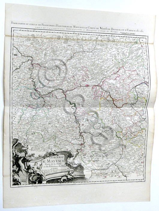 Carta geografica Germania, Magonza; L'Electorat de Mayence - Le Rouge, …