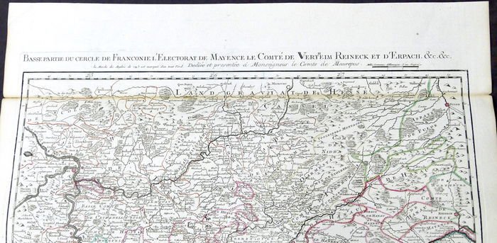 Carta geografica Germania, Magonza; L'Electorat de Mayence - Le Rouge, …