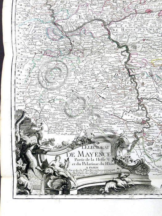 Carta geografica Germania, Magonza; L'Electorat de Mayence - Le Rouge, …