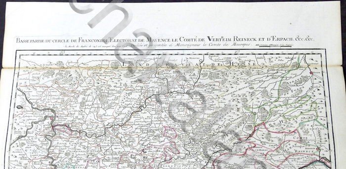 Carta geografica Germania, Magonza; L'Electorat de Mayence - Le Rouge, …
