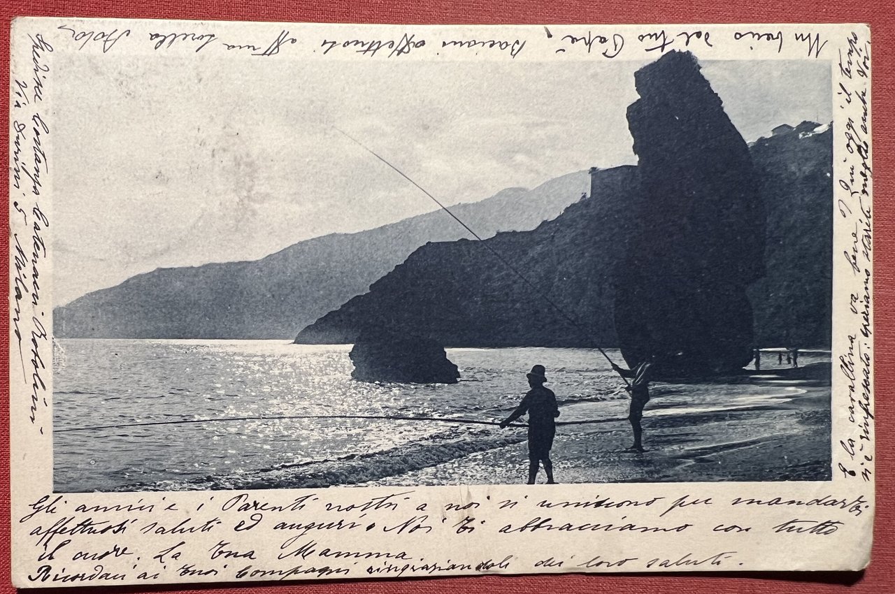 Cartolina - Pesca a riva - 1915