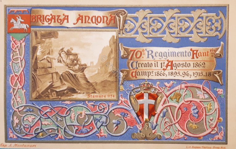 Cartolina - 70^ Reggimento Fanteria - Brigata Ancona - 1920