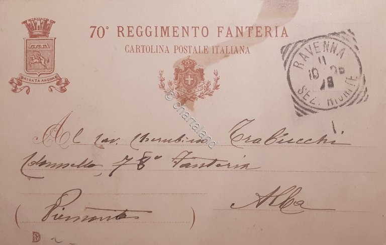 Cartolina - 70^ Reggimento Fanteria Brigata Ancona - Pro Rege …