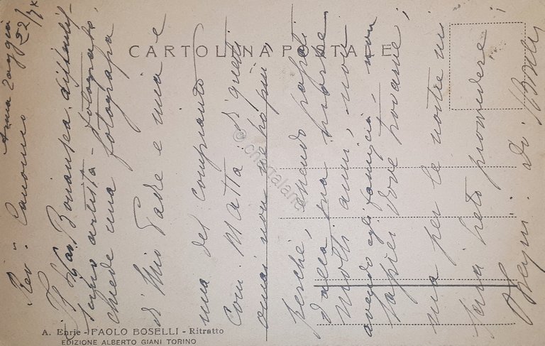 Cartolina - A. Enrie - Ritratto di Paolo Boselli - …