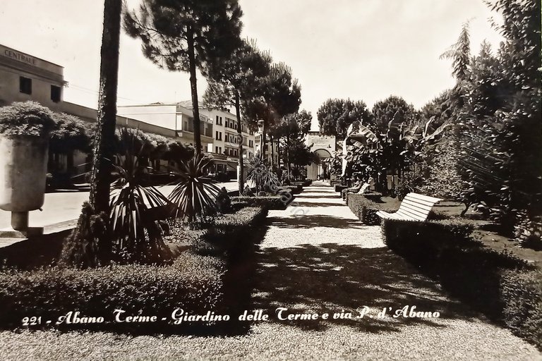 Cartolina - Abano Terme - Giardino delle Terme e via …