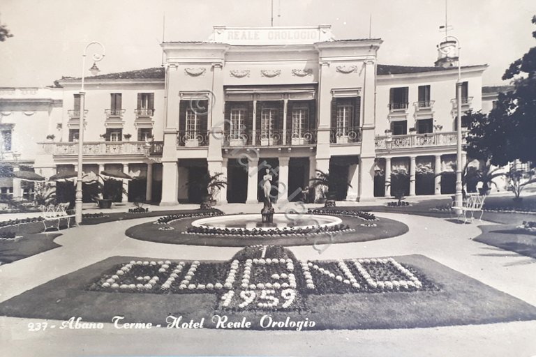 Cartolina - Abano Terme - Hotel Reale Orologio - 1959