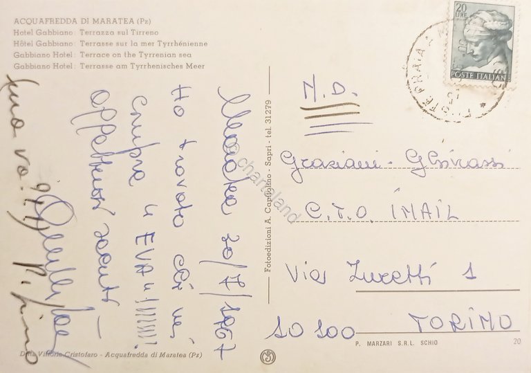 Cartolina - Acquafredda di Maratea (PZ) - Hotel Gabbiano - …