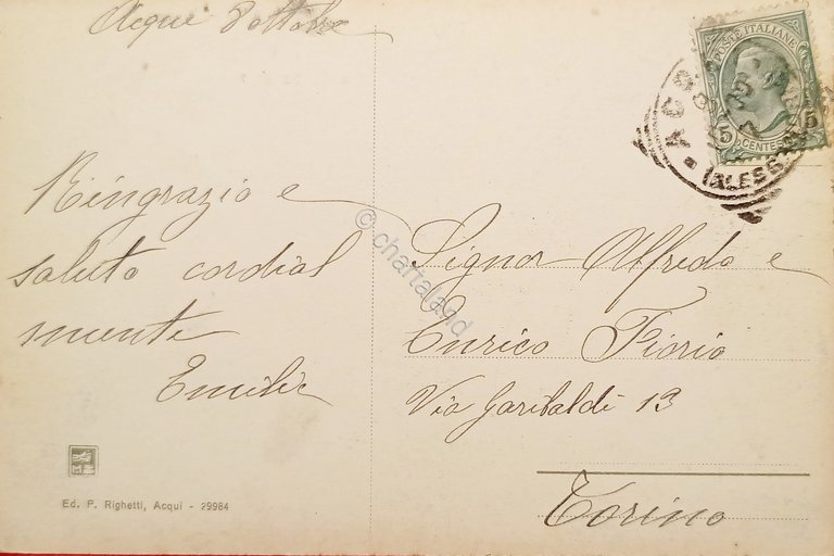 Cartolina - Acqui - Via G. Saracco - 1909