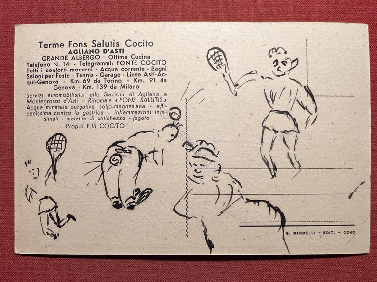 Cartolina - Agliano d'Asti - Veduta dell'Albergo e Stabilimento Termale …