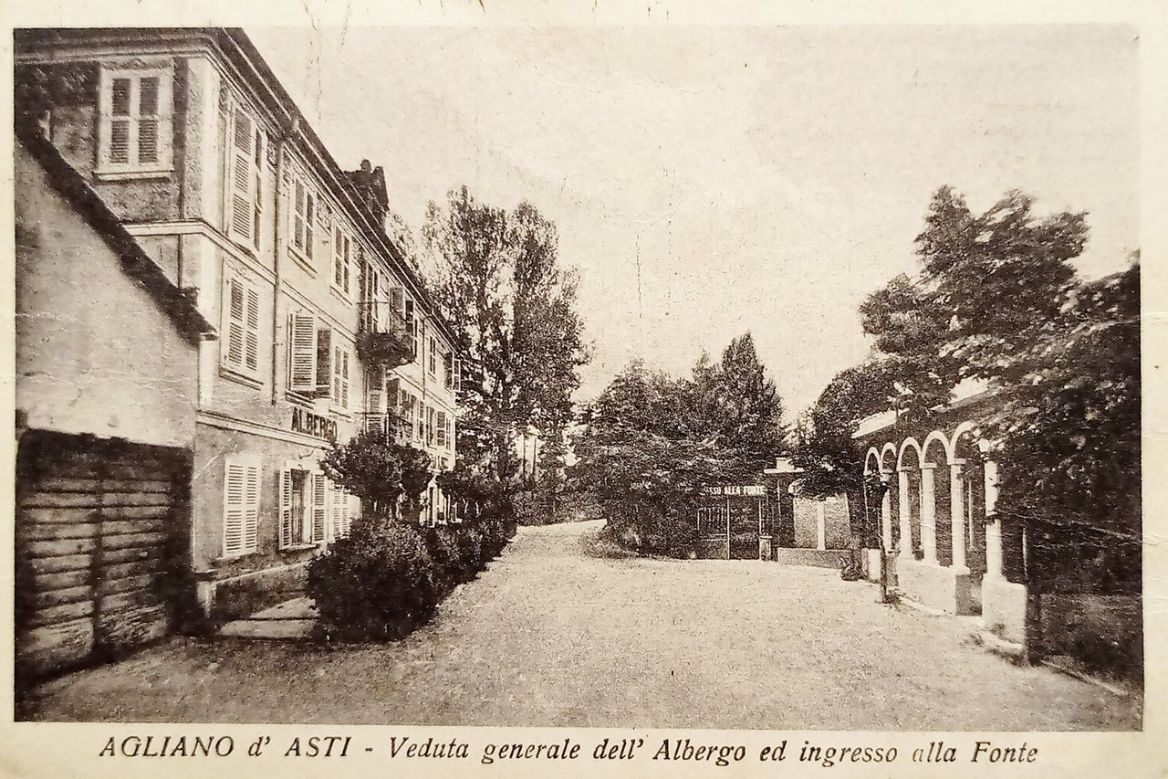 Cartolina - Agliano d'Asti - Veduta Generale dell'Albergo - 1946