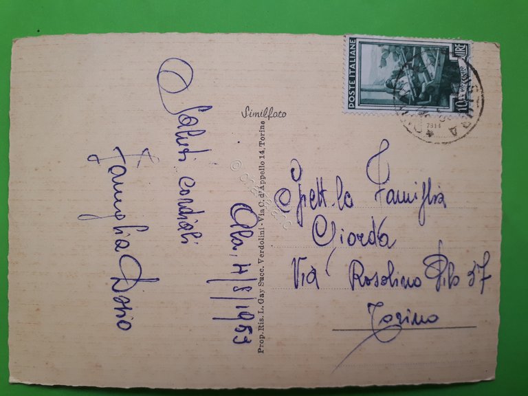 Cartolina - Ala di Stura - Piazza e Chiesa Parrocchiale …