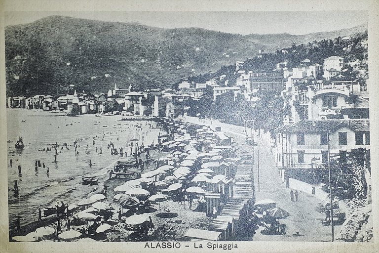 Cartolina - Alassio - La Spiaggia - 1936