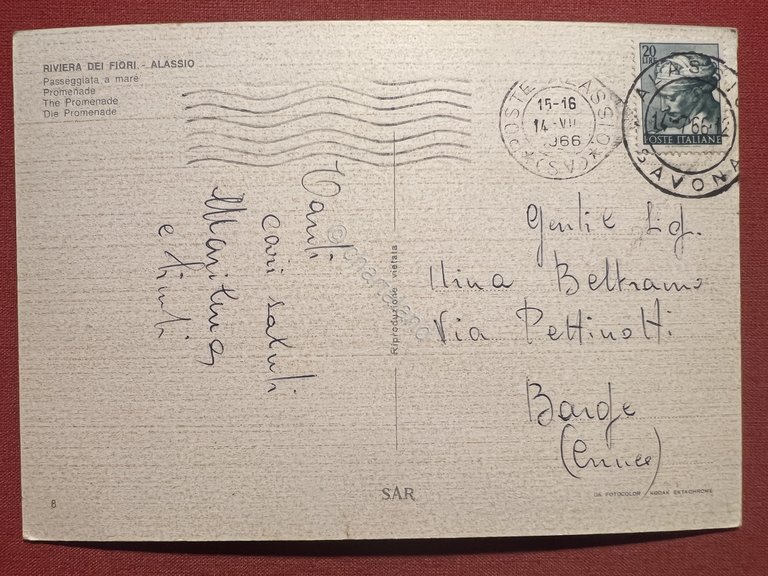 Cartolina - Alassio ( Savona ) - Riviera dei Fiori …