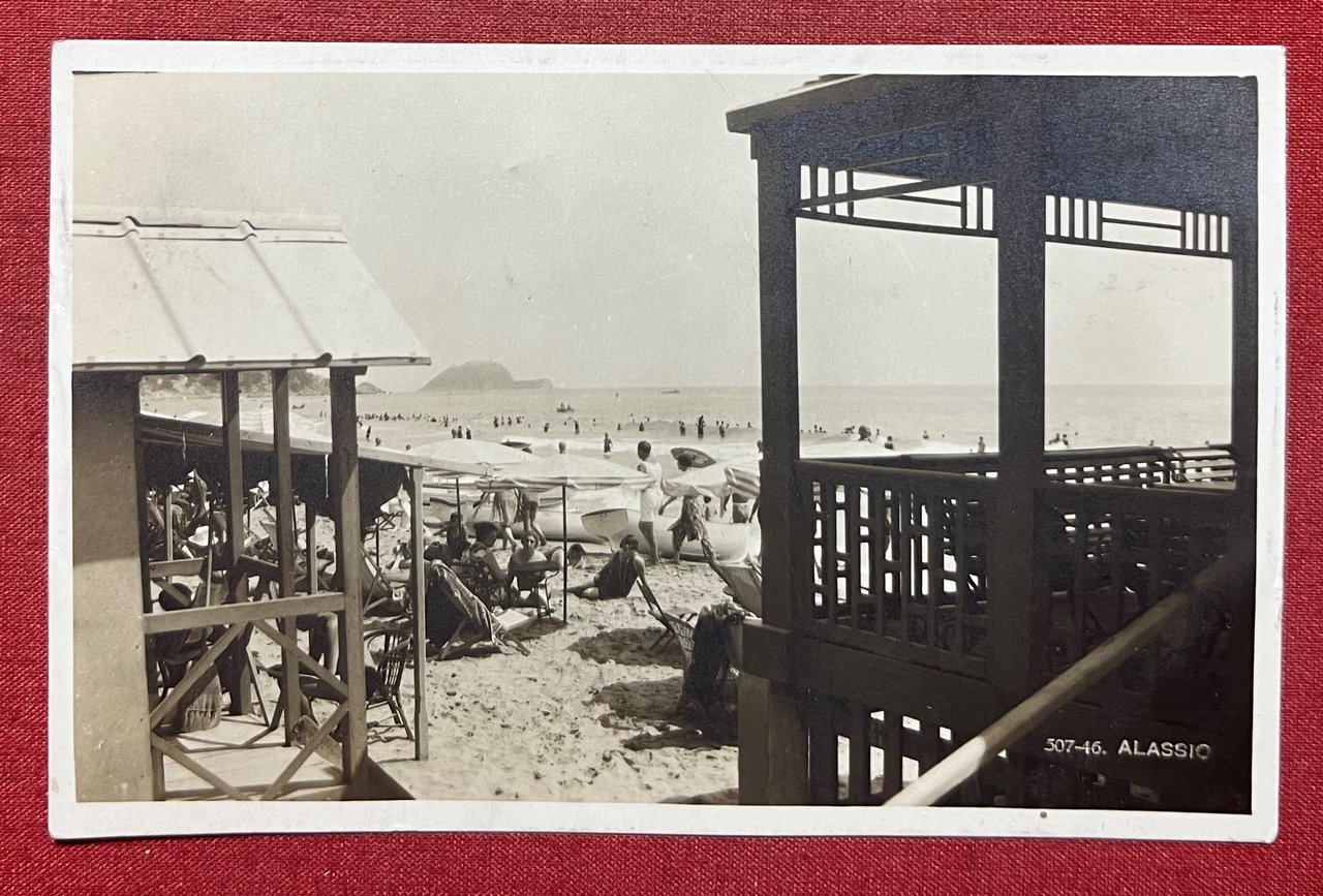 Cartolina - Alassio ( Savona) - Spiaggia - 1929