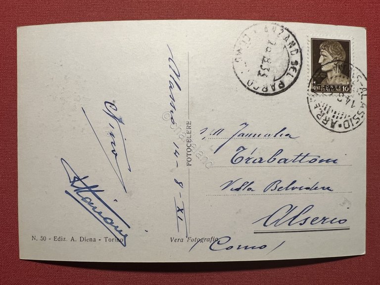 Cartolina - Alassio ( Savona ) - Spiaggia - 1933