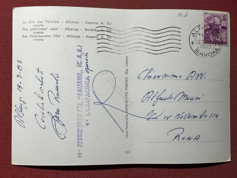 Cartolina - Albenga - Riviera delle Palme - Caserma A. …