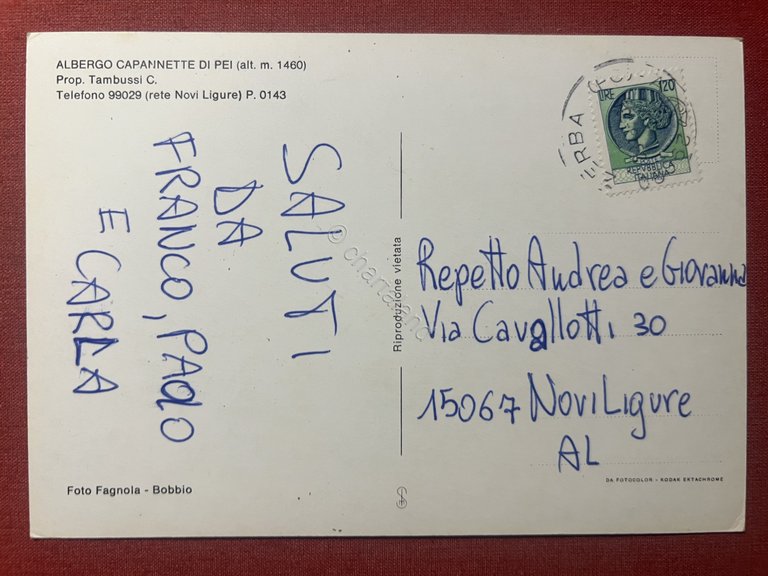 Cartolina - Albergo Capannette di Pei - Zerba ( Piacenza …