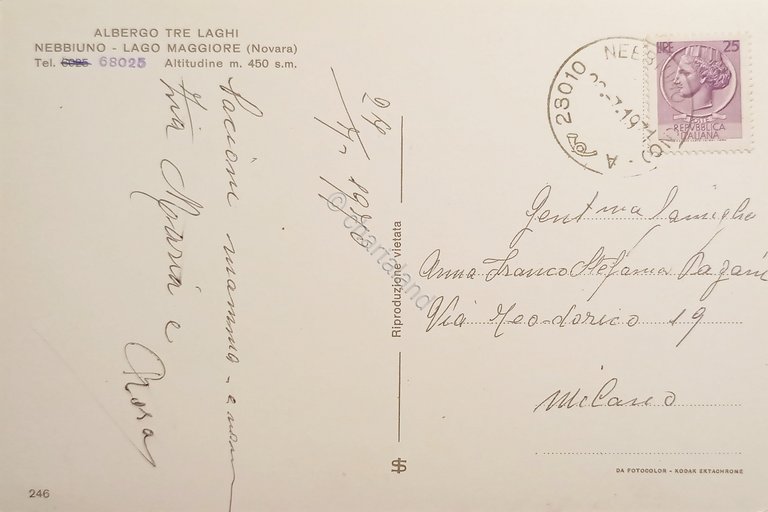 Cartolina - Albergo Tre Laghi - Nebbiuno - Lago Maggiore …