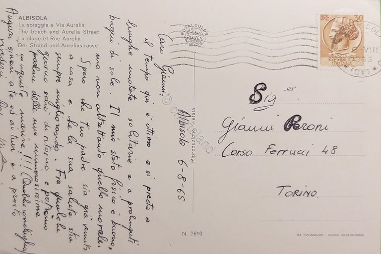 Cartolina - Albisola - La Spiaggia e Via Aurelia - …