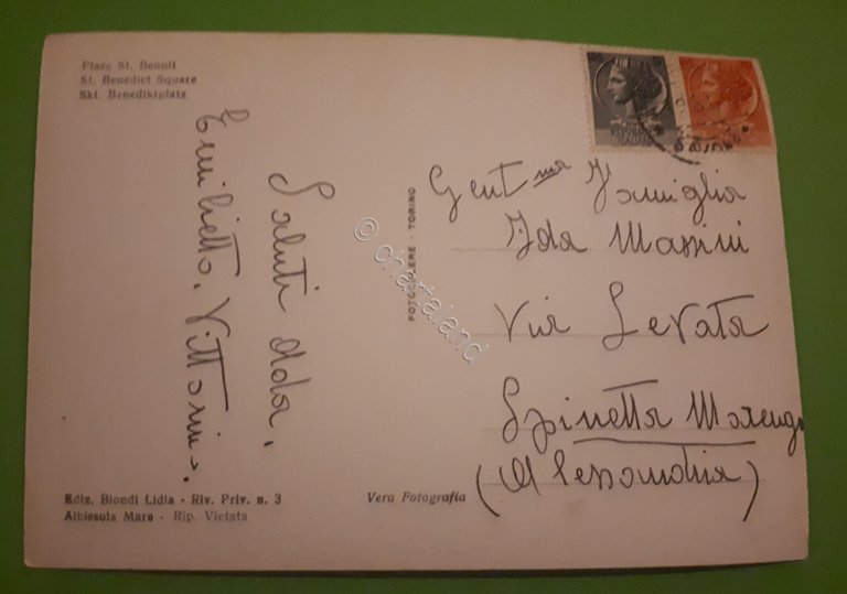 Cartolina - Albisola - Piazza S. Benedetto - 1959