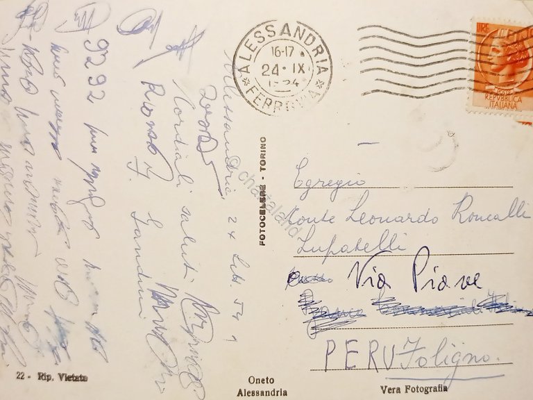 Cartolina - Alessandria - Giardini con Grattacielo - 1954