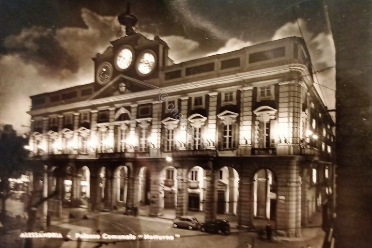 Cartolina - Alessandria - Palazzo Comunale - Notturno - 1950 …