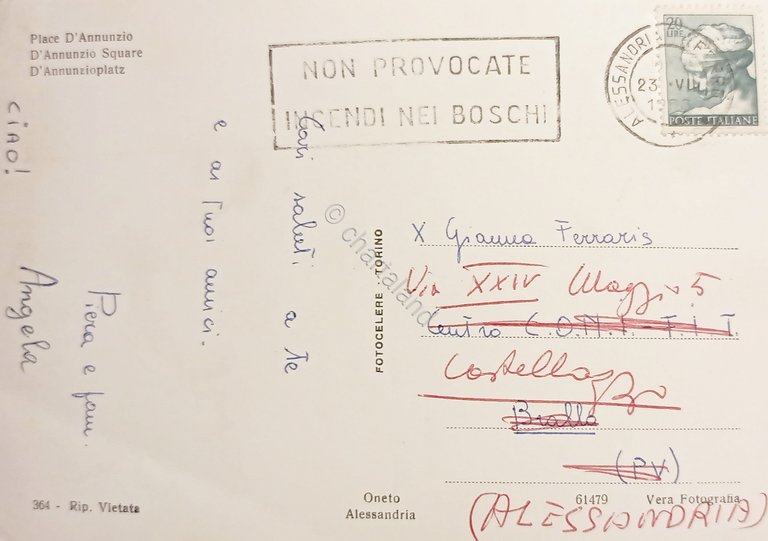 Cartolina - Alessandria - Piazza D'Annunzio - 1963