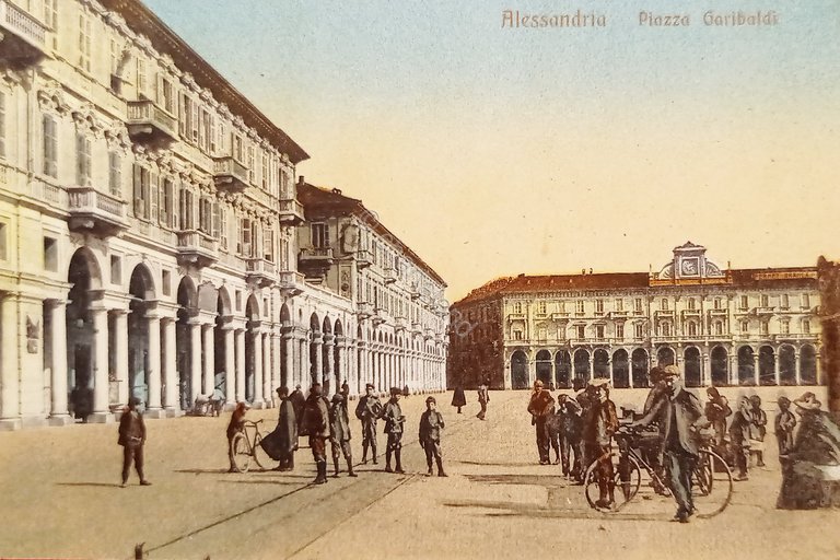 Cartolina - Alessandria - Piazza Garibaldi - 1915