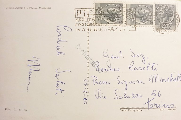 Cartolina - Alessandria - Piazza Matteotti - 1960
