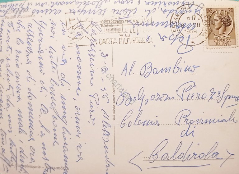 Cartolina - Alessandria - Piscina Comunale - 1956