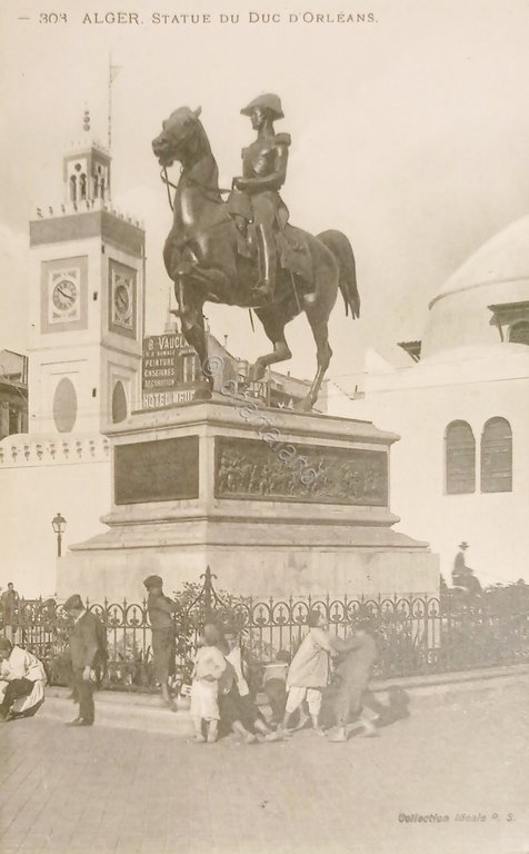 Cartolina - Algeria - Statue du Duc d'Orleans - 1910 …