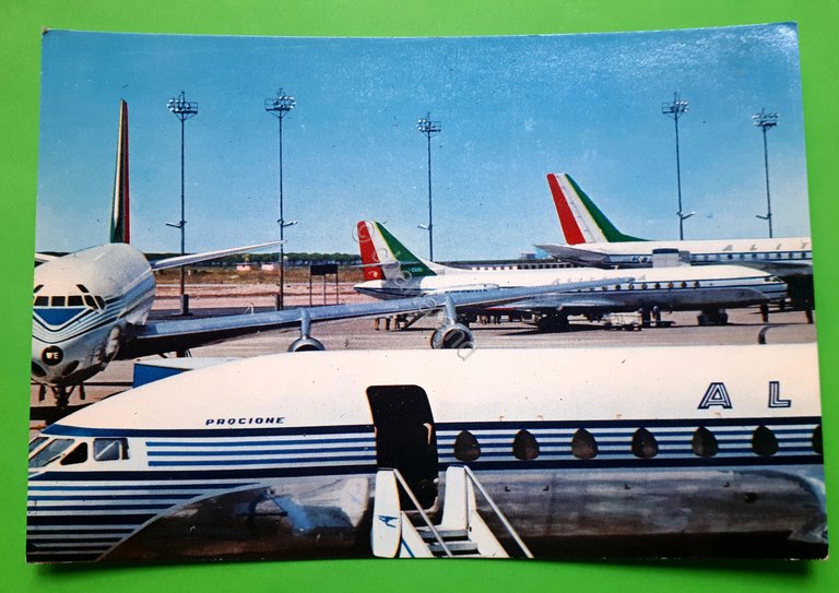 Cartolina - Alitalia - Airlines DC8 and Caravelle Jets - …