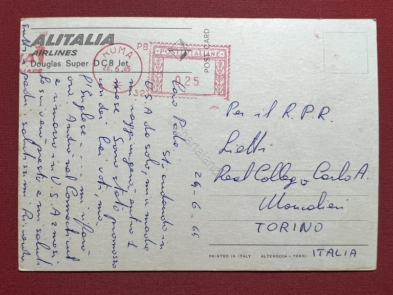 Cartolina - Alitalia Airlines - Douglas Super DC 8 Jet … | Immagine Gallery 4