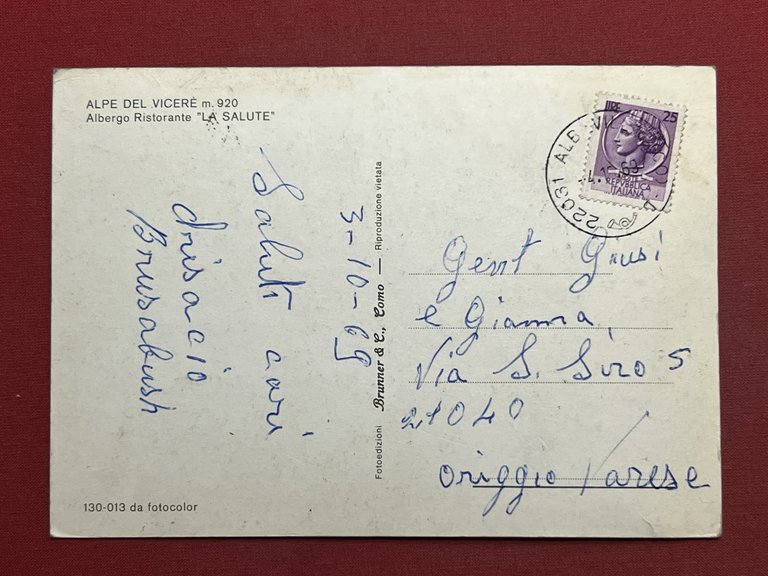 Cartolina - Alpe del Vicerè ( Como ) - La …