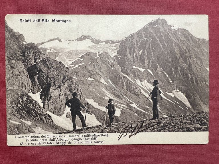 Cartolina - Alta Montagna - Contemplazione del Ghiacciaio e Ciamarella … | Immagine Gallery 3