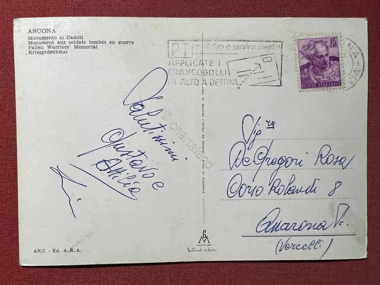 Cartolina - Ancona - Monumento ai Caduti - 1964 | Immagine Gallery 2