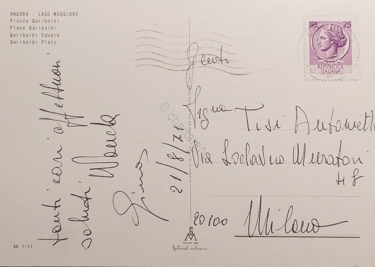 Cartolina - Angera - Lago Maggiore - Piazza Garibaldi - …