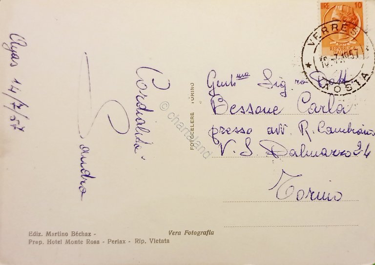 Cartolina - Antagnod - Visto dalla Frazione Bisous - Sfondo …