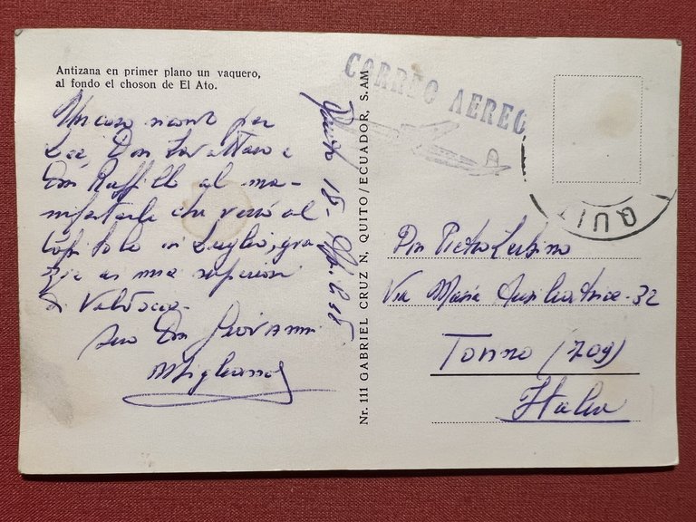 Cartolina - Antizana en primer plano un vaquero al fondo …