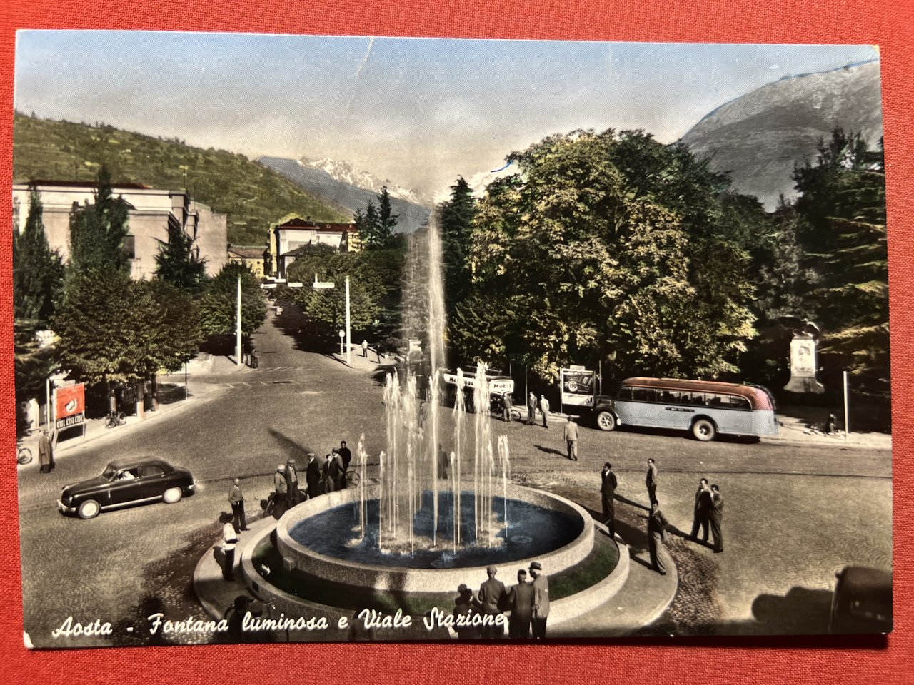 Cartolina - Aosta - Fontana Luminosa e Viale Stazione - …