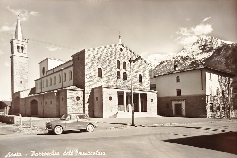Cartolina - Aosta - Parrocchia dell'Immacolata - 1955 ca.