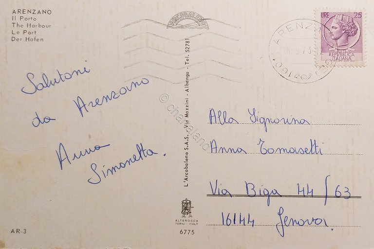 Cartolina - Arenzano - Il Porto - 1973