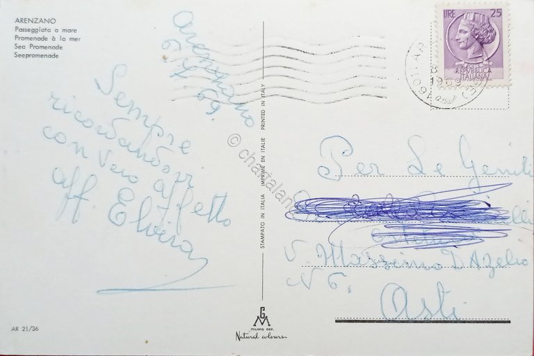 Cartolina - Arenzano - Passeggiata a Mare - 1969
