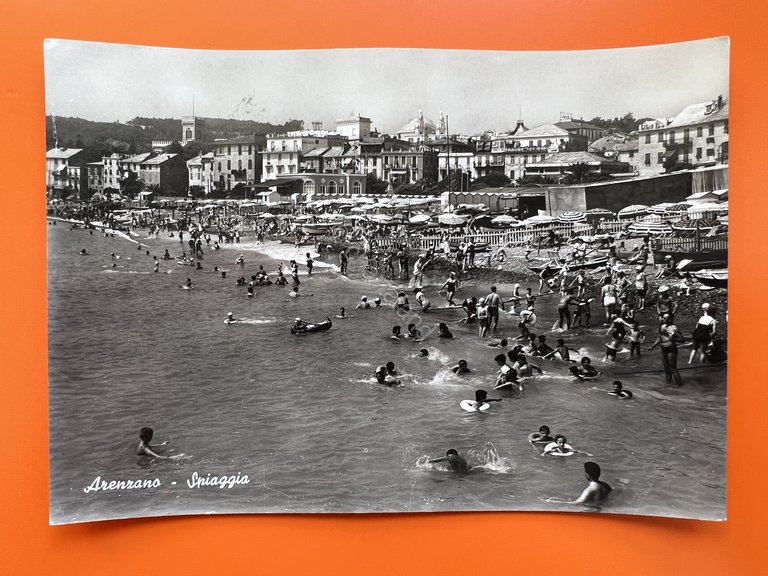 Cartolina - Arenzano ( Genova ) - Spiaggia - 1960