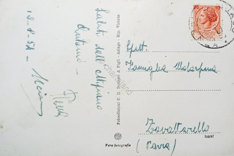 Cartolina - Asiago - Panorama e Sacrario Militare - 1954