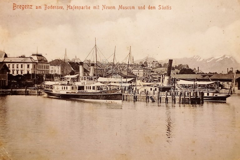 Cartolina - Austria -Bregenz am Bodensee - Hafenpartie mit Neuem …